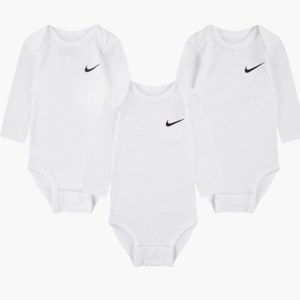 Nike Essentials 3 Pack Baby Bodysuits Long Sleeve 3 Months